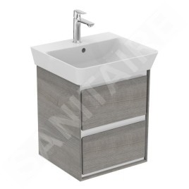 Ideal Standard Connect Air - Petite armoire lavabo 430x402x517 mm, chêne grise/ laque blanche mate E1608PS