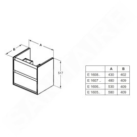 Ideal Standard Connect Air - Petite armoire lavabo 480x409x517 mm, laque blanche brillantegrise claire mate E1607KN