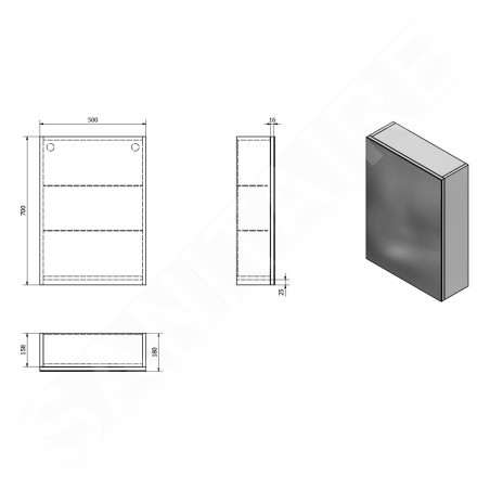 Aqualine Vega - Armoire de toilette 500x700x180 mm, blanc VG050