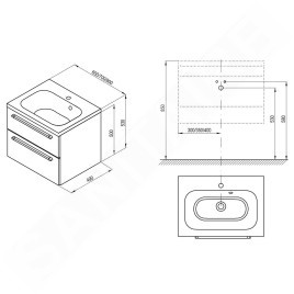 Ravak Chrome - Meuble vasque SD 600 II, 600x490x500 mm, blanc X000000918
