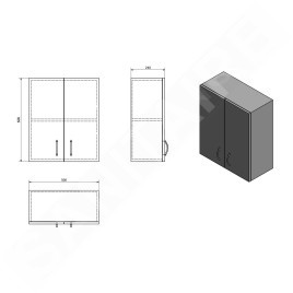 Aqualine Simplex Eco - Armoire suspendue 500x600x240 mm, blanc mat SIME530