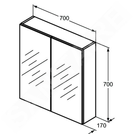Ideal Standard Mirror&Light - Armoire de toilette 700x700 mm, aluminium T3590AL