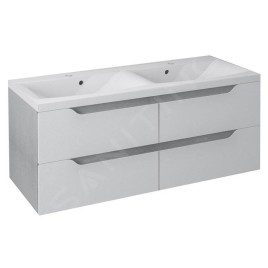 Sapho Wave - Meuble double-lavabo 1200x500x480 mm, blanc/chêne argenté WA120-3011