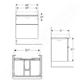 Geberit Smyle Square - Meuble pour lavabo, 584x470x617 mm, 2 tiroirs, sable gris 500.352.JL.1
