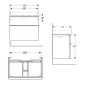 Geberit Smyle Square - Meuble pour lavabo, 734x470x617 mm, 2 tiroirs, noyer / lave 500.353.JR.1