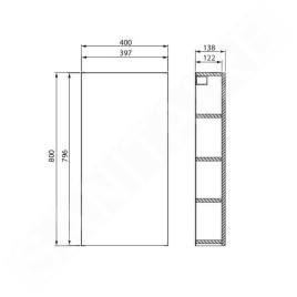 Cersanit City - Armoire 80x40x14 cm, 1 porte, charnières G/D, blanc S584-020-DSM