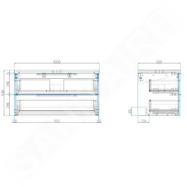 kielle Idolio - Meuble comprenant un plateau pour vasque 100x54x50 cm, avec découpe, hercule 50024103