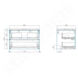 kielle Idolio - Meuble comprenant un plateau pour vasque 80x54x50 cm, avec découpe, blanc brillant 50024800