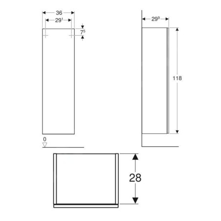 Geberit Smyle Square - Armoire 1180x360 mm, lave 500.361.JK.1