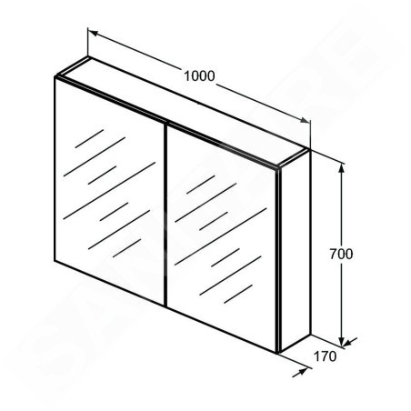 Ideal Standard Mirror&Light - Armoire de toilette 1000x700 mm, aluminium T3592AL