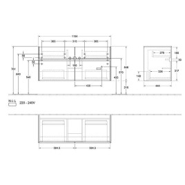 Villeroy & Boch Collaro - Meuble-vasque, 1154x546x444 mm, 4 tiroirs, Glossy White C01200DH