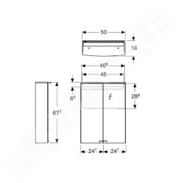 Geberit Option - Armoire de toilette avec éclairage, 500x675x180 mm, blanc 500.257.00.1