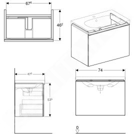 Geberit Acanto - Meuble sous lavabo 750 mm, blanc poli 500.611.01.2