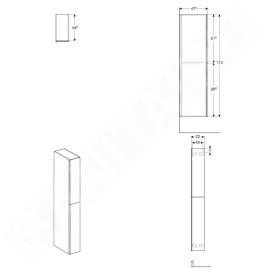 Geberit Acanto - Colonne haute 1730x220 mm, deux tiroirs, blanc poli 500.638.01.2