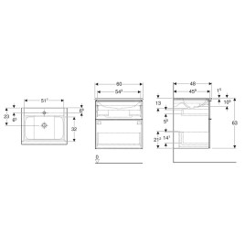Geberit iCon - Armoire avec lavabo, 60x48x63 cm, 2 tiroirs, KeraTect, lave 502.331.JK.1