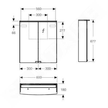 Geberit Option - Armoire de toilette avec éclairage, 600x675x180 mm, blanc 500.273.00.1