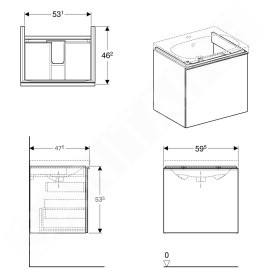 Geberit Acanto - Meuble sous lavabo 600 mm, blanc poli 500.609.01.2