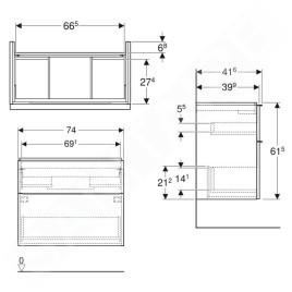 Geberit iCon - Meuble sous lavabo 740x615x416 mm, 2 tiroirs, blanc brillant 502.308.01.2
