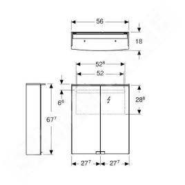 Geberit Option - Armoire de toilette avec éclairage, 560x675x180 mm, blanc 500.258.00.1