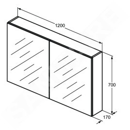 Ideal Standard Mirror&Light - Armoire de toilette 1200x700 mm, aluminium T3593AL