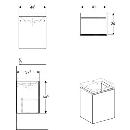 Geberit Acanto - Meuble sous lave-mains 450 mm, noir 500.608.16.1