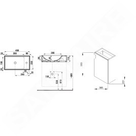 Jika Petit - Meuble avec lave-mains, 386x221x585 mm, chêne foncé H4535111753021