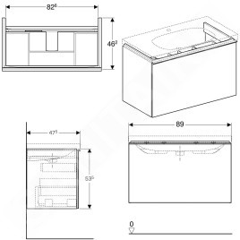Geberit Acanto - Meuble sous lavabo 900 mm, lave 500.612.JK.2