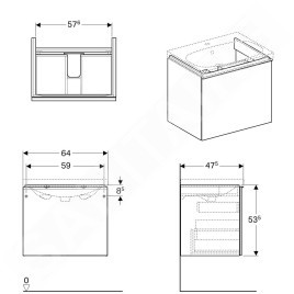 Geberit Acanto - Meuble sous lavabo 650 mm, sable gris 500.610.JL.2