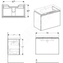 Geberit Acanto - Meuble sous lavabo 750 mm, noir 500.615.16.1