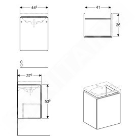 Geberit Acanto - Meuble sous lave-mains 450 mm, lave 500.608.JK.2