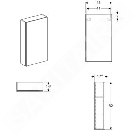 Geberit Acanto - Armoire suspendue 450x820 mm avec miroir intérieur, noir 500.639.16.1