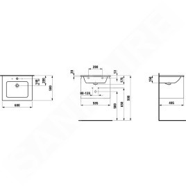 Laufen Pro S - Meuble avec lavabo, 600x500 mm, 1 tiroirs, wengé H8609614231041