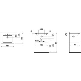 Laufen Pro S - Meuble avec lavabo, 600x500 mm, 1 tiroirs, chêne clair H8609614791041