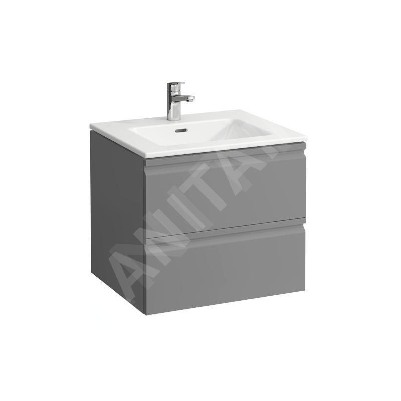 Laufen Pro S - Meuble avec lavabo, 600x500 mm, 2 tiroirs, graphite mat H8619614801041