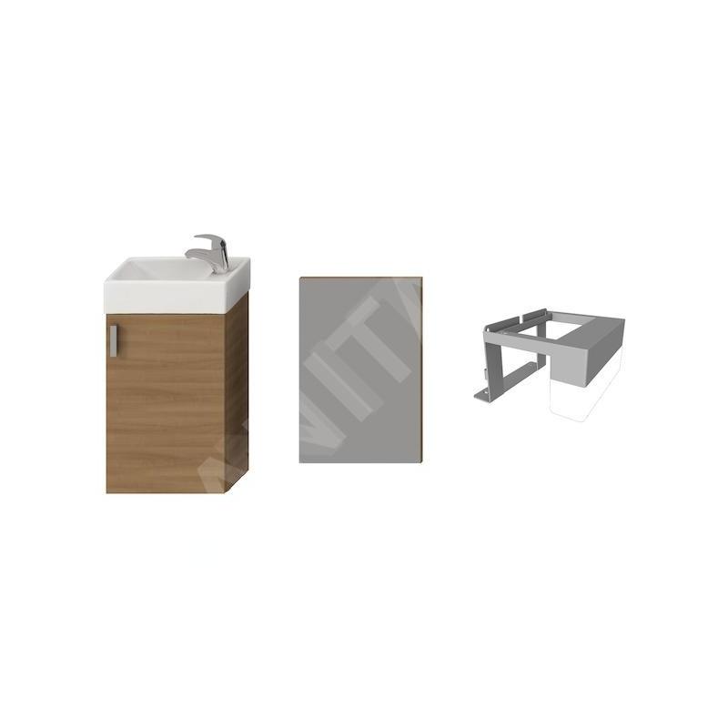 Jika Petit - Meuble avec lave-mains, 386x221x585 mm, miroir, éclairage, cerisier H4535141753081