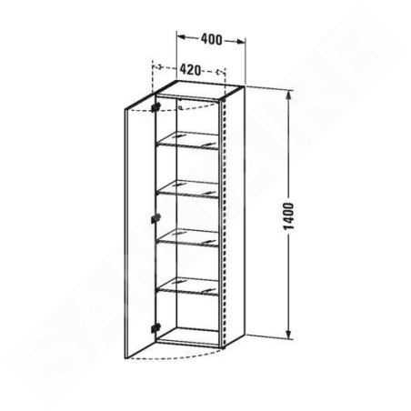 Duravit DuraStyle - Armoire haute 1400x400x360 mm, droite, blanc brillant DS1219R2222