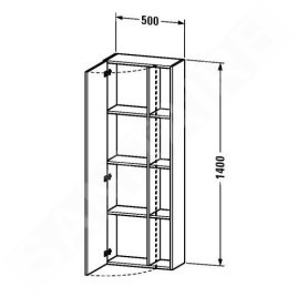 Duravit DuraStyle - Armoire haute 1400x500x240 mm, droite, blanc brillant DS1238R2222