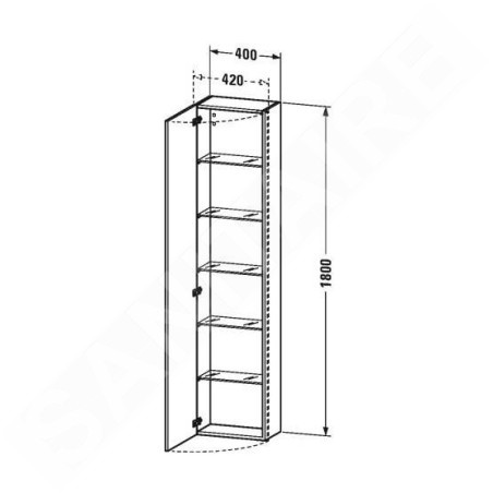 Duravit DuraStyle - Armoire haute 1800x400x240 mm, gauche, blanc brillant DS1228L2222