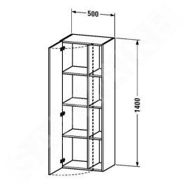 Duravit DuraStyle - Armoire haute 1400x500x360 mm, gauche, blanc brillant DS1239L2222