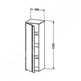 Duravit Ketho - Armoire haute 1320x400x360 mm, gauche, blanc brillant KT1257L2222