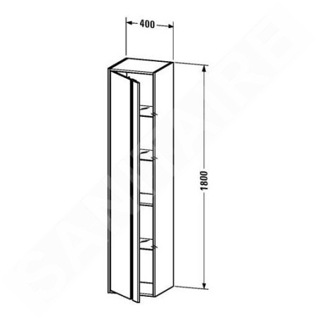 Duravit Ketho - Armoire haute 1800x400x360 mm, droite, blanc brillant KT1255R2222