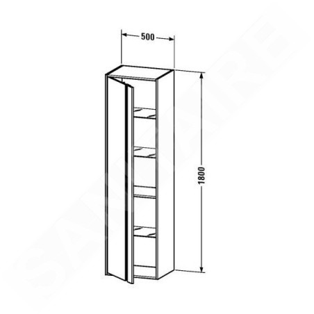 Duravit Ketho - Armoire haute 1800x500x360 mm, droite, blanc brillant KT1265R2222