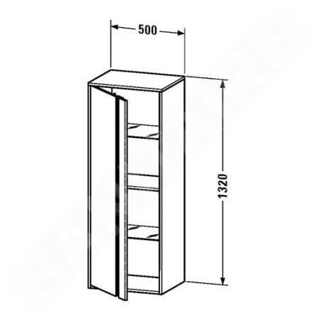 Duravit Ketho - Armoire haute 1320x500x360 mm, droite, blanc brillant KT1267R2222