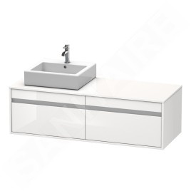Duravit Ketho - Meuble sous lavabo 426x1400x550 mm, gauche, 2 tiroirs, blanc brillant KT6697L2222
