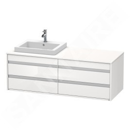Duravit Ketho - Meuble sous lavabo 496x1400x550 mm, gauche, 4 tiroirs, blanc brillant KT6757L2222