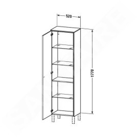 Duravit Brioso - Armoire haute 1770x520x360 mm, gauche, blanc brillant BR1331L2222