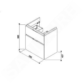 Jika Cubito Pure - Meuble sous lavabo 590x683 mm, blanc H40J4234025001