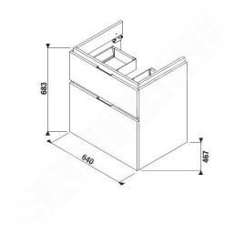 Jika Cubito Pure - Meuble sous lavabo 640x683 mm, chêne H40J4244025191