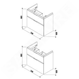 Jika Cubito Pure - Meuble sous lavabo 740x683 mm, découpe à gauche, chêne H40J4254045191