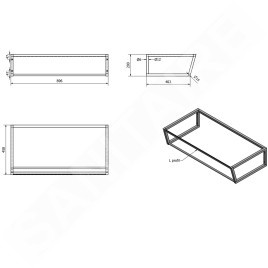 Sapho Ska - Support pour lavabo, 900 mm, noir mat SKA203